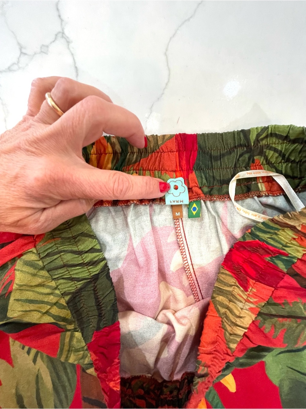 FARM Rio Red Tropical Wide-Leg Harem Pants - Picture 4 of 5